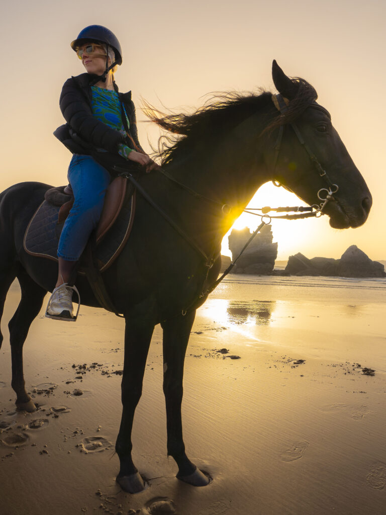 Happy horse rider in Essaouira, Morocco Horse riding in Essaouira
